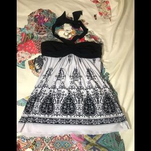 Trinni three pink hearts sexy black and white top